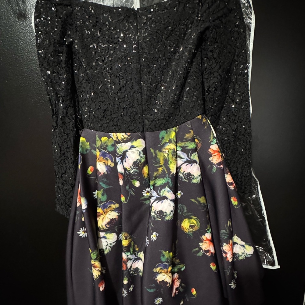 Black Sequin Floral Dress size 6